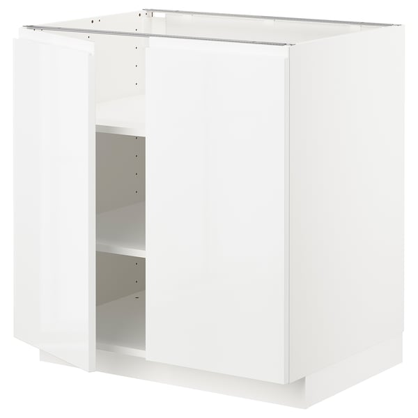 White METOD kitchen unit. Square shape with one open shelf, two adjustable shelves.