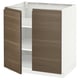Light base cabinet, dark walnut doors, minimalist.