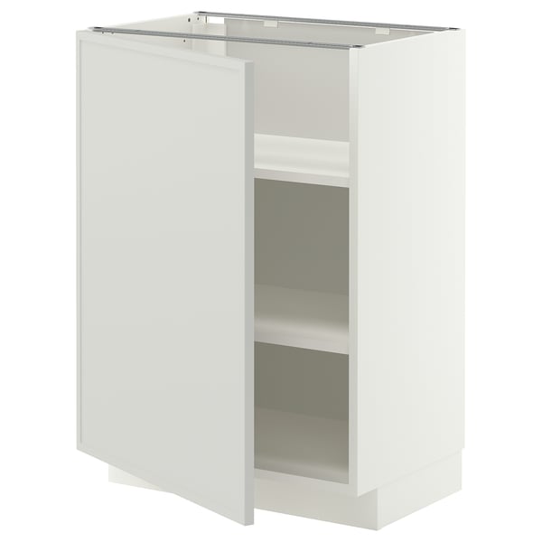 METOD Base cabinet with shelves, white/Aspudden light grey, 60x41x80 cm
