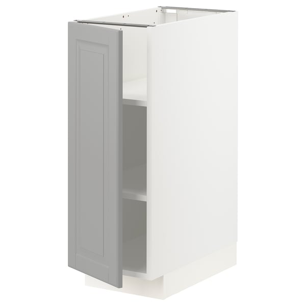 White METOD cabinet, light grey door, rectangular shape, flat design.