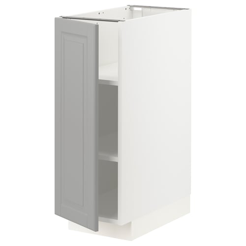 White METOD cabinet, light grey door, rectangular shape, flat design.