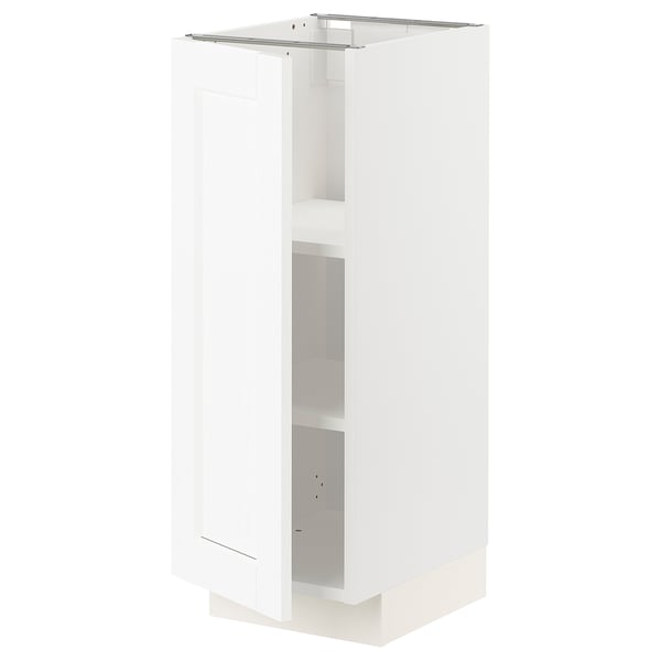 White METOD kitchen unit with adjustable shelves and modern design.