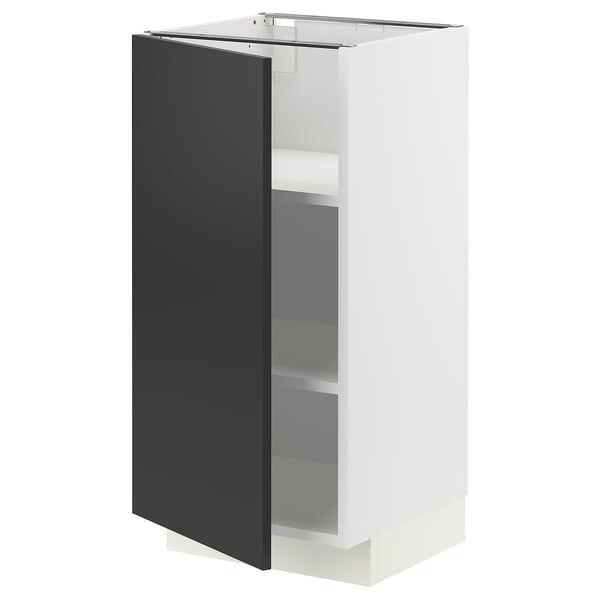 METOD kitchen cabinet in black & white with adjustable shelves.