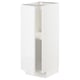 White METOD kitchen unit, glossy, modern, rectangular, adjustable shelves, with metal rail.