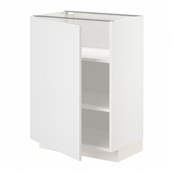 METOD white kitchen cabinet with single door and two shelves.