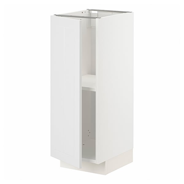 White METOD kitchen cabinet with adjustable shelves, modern design.