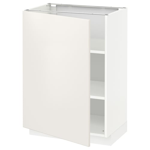 White METOD kitchen cabinet with single door and shelf.