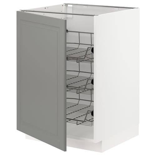 METOD cabinet in grey with pull-out shelves.