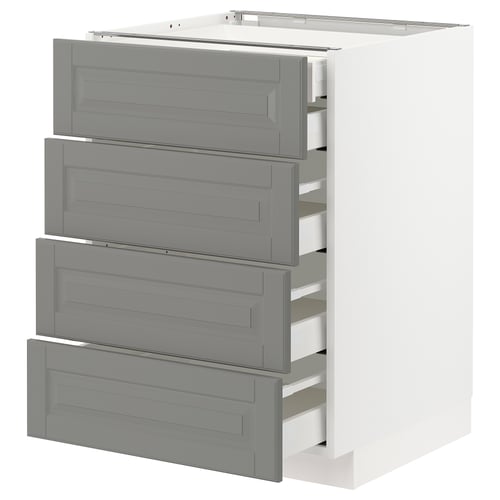 Ikea METOD kitchen units, grey, four drawers, rectangular, modern design.