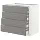 METOD kitchen unit, grey, rectangular, four drawers, smooth finish.