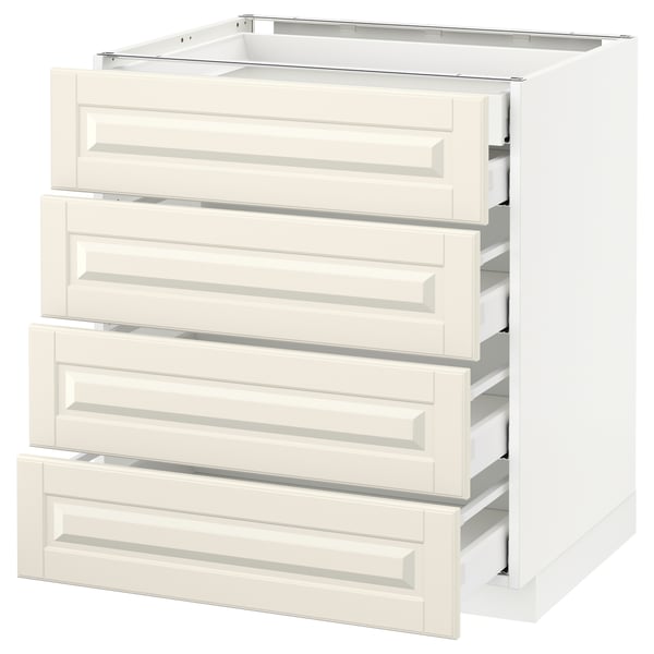 METOD kitchen cabinet, white, four-drawer, modern design with bevelled edges.