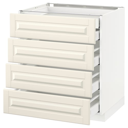 METOD kitchen cabinet, white, four-drawer, modern design with bevelled edges.