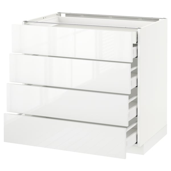 METOD kitchen cabinet with 5 full-extension drawers, sleek, glossy design.