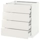 Plot: white METOD kitchen cabinet, square, four drawers, smooth design.
