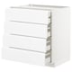 White METOD kitchen unit with glossy finish and 4 drawers.