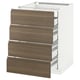 METOD kitchen unit, white, 4 drawers, dark walnut fronts.