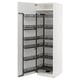 A white METOD kitchen cabinet with black pull-out shelves.