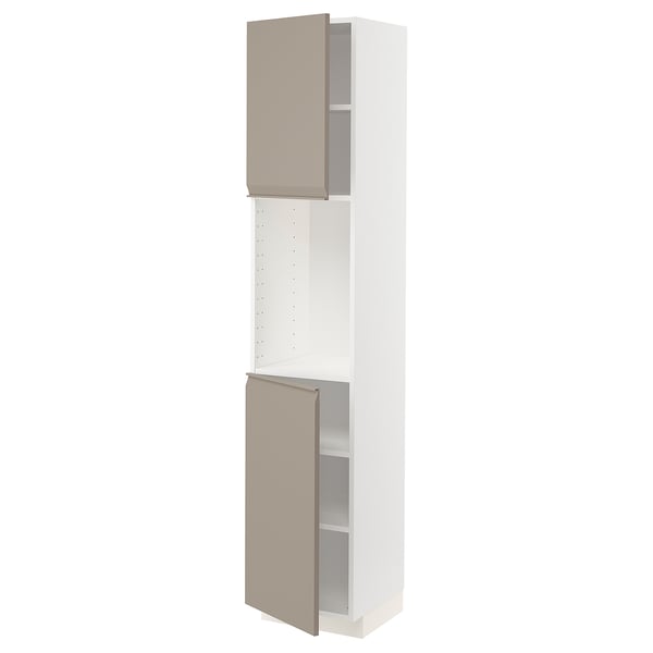 METOD tall kitchen cabinet in grey-beige with adjustable shelf and 2 doors. Modern, graphic design.