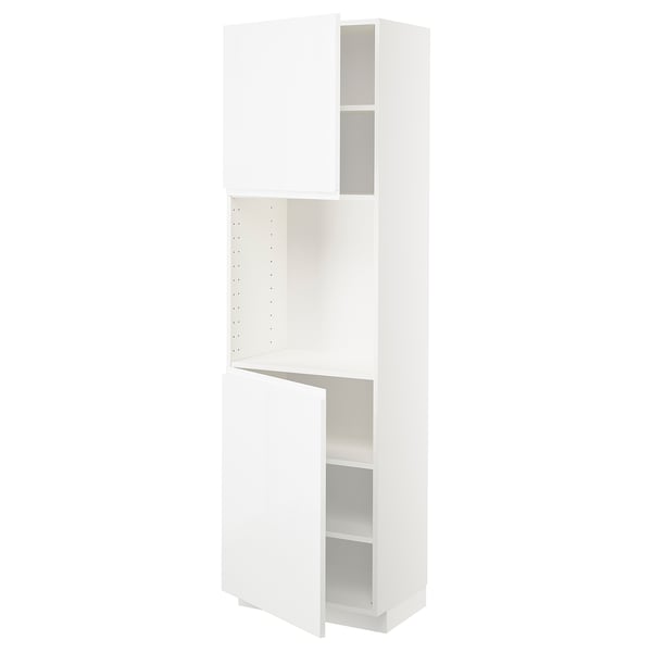 A white METOD kitchen cabinet with a high gloss finish and a left-side hinge door.