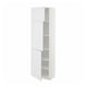 A white METOD kitchen cabinet with multiple shelves and adjustable spacing.