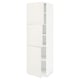 White METOD tall kitchen cabinet with three doors and adjustable shelves.