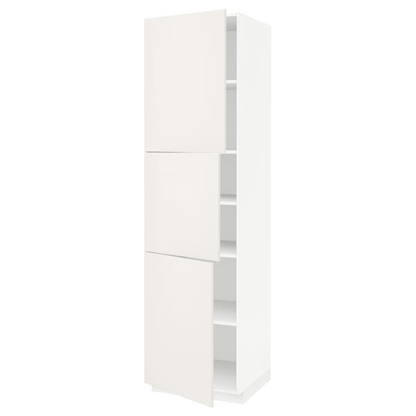 Bright white METOD cabinet with clean lines, adjustable shelves, and smooth doors.