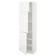 White glossy kitchen cabinet with handles, adjustable shelves.