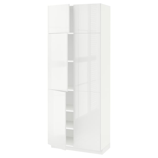 METOD white high gloss kitchen cabinet, sleek and modern with adjustable shelf, right or left hinge.