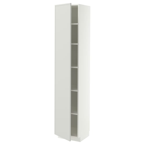 METOD High cabinet with shelves, white/Aspudden light grey, 40x41x200 cm
