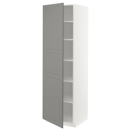 METOD kitchen cabinet, white & grey, adjustable shelves, right-hand hinge.