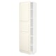 A tall, off-white METOD cabinet with two doors and an adjustable shelf inside. It has a traditional design with bevelled edges.