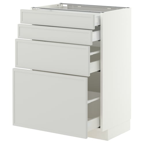 METOD / MAXIMERA Base cab 4 frnts/4 drawers, white/Aspudden light grey, 60x41x80 cm