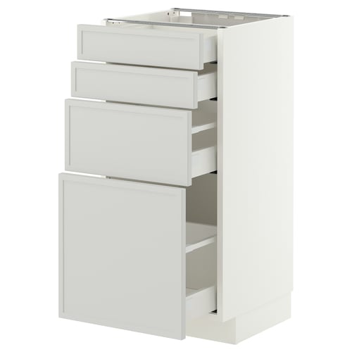 METOD / MAXIMERA Base cab 4 frnts/4 drawers, white/Aspudden light grey, 40x41x80 cm