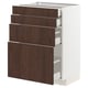 Ikea METOD kitchen unit, white with dark brown wood effect drawers, four drawers, rectangular, modern design.