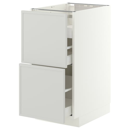METOD / MAXIMERA Base cab f hob/2 fronts/3 drawers, white/Aspudden light grey, 40x60x80 cm