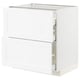 A white METOD kitchen cabinet with drawers. It a classic design with smooth-running drawers.