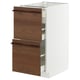 METOD kitchen unit. White with brown wooden drawers. Square shape, two open drawers.