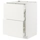 White kitchen cabinet, part of the METOD system, featuring two drawers and one door. Crafted from particleboard with a smooth, clean design.
