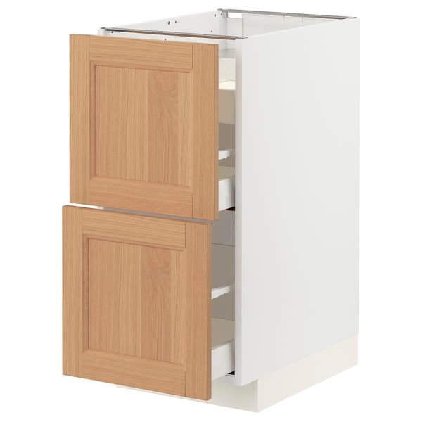 METOD kitchen cabinet with oak drawers and smooth mechanism. Another concise option: METOD cabinet with oak drawers.