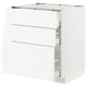 White METOD kitchen cabinets with drawers and shelves, modern design, particleboard & laminate, smooth drawers, stable top.
