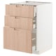 Modern light wood kitchen cabinet with three drawers. Sleek, natural bamboo finish. Full-extension drawers with soft-close feature.