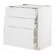 METOD white kitchen cabinet with three drawers, modern design.