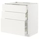 White METOD kitchen cabinet with modern minimalist design, featuring three drawers.