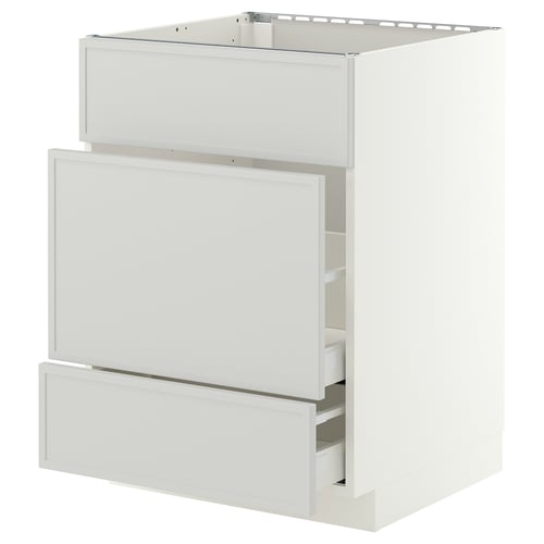 METOD / MAXIMERA Base cab f sink+3 fronts/2 drawers, white/Aspudden light grey, 60x60x80 cm
