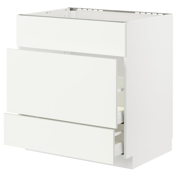 White METOD kitchen cabinet, sleek design, with full-extension drawers.
