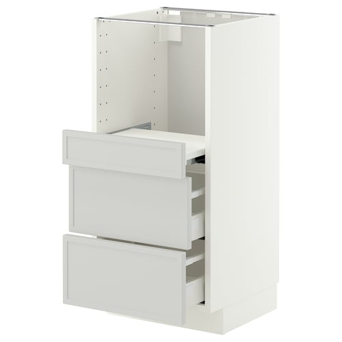 METOD / MAXIMERA Base cab w pull-out shelf/2 drawers, white/Aspudden light grey, 40x41x80 cm