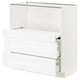 White METOD kitchen cabinet with multiple drawers, sleek design.