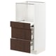 Modern kitchen cabinet, white & dark brown sinarp fronts, sleek design.