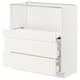 White ikea METOD kitchen cabinet with drawers and pull-out shelf.