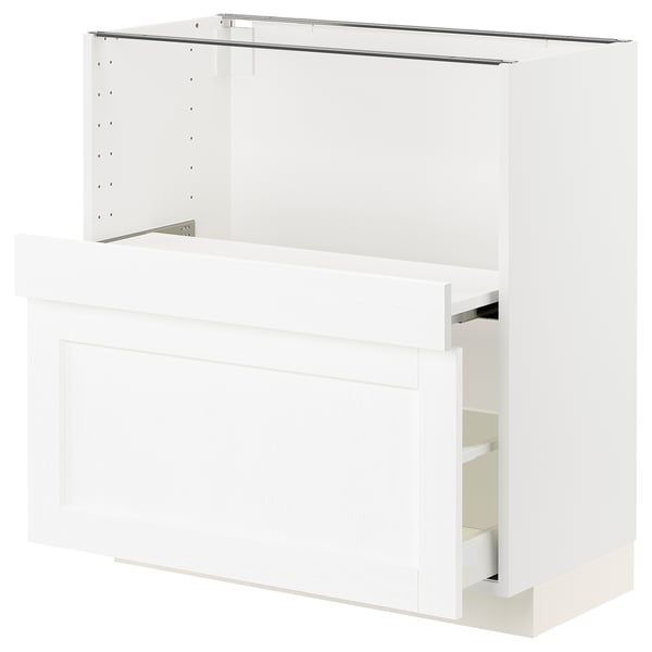 White METOD kitchen unit with drawer, modern design, white colour.
